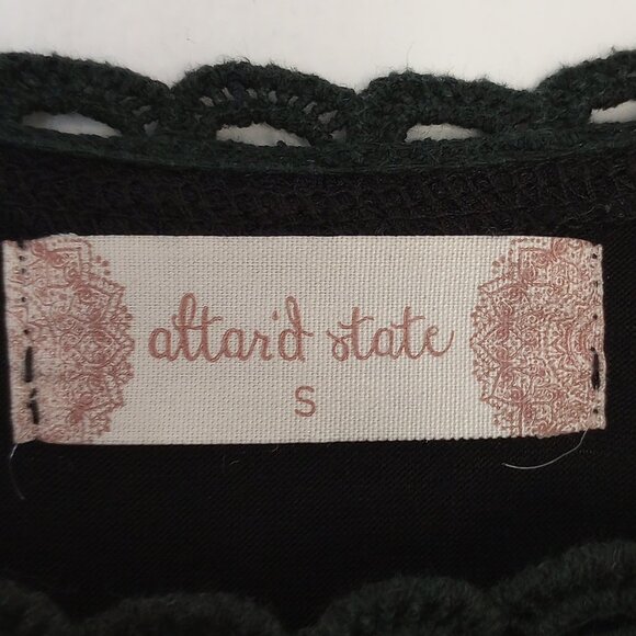 Altar'd State Black Lace Overlay Bell Sleeved Tunic Blouse - Picture 2 of 10